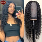 Женский парик из натуральных волос SVT, бразильские волнистые волосы без клея, с закрытием спереди, 4 х4