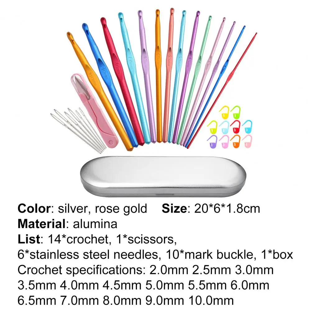 

1 Set Knitting Needles High Strength Easy to Use Alumina Soft Grip Crochet Hooks for Crafts Making Sweater Handmade Sewing Tools