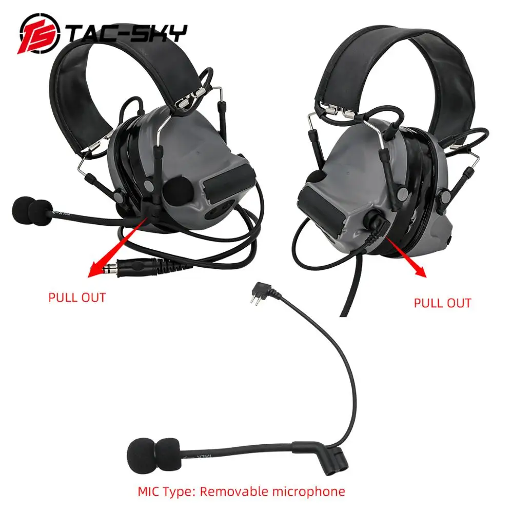 TAC-SKY tactical noise reduction shooting headset COMTAC II headset + tactical PTT U94 PTT+ARC helmet track comtac bracket  GRAY