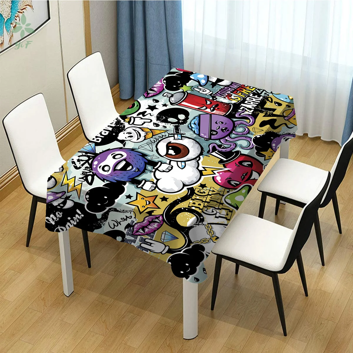 

Monster Scrawl Design Tablecloth Unique Indoor Outdoor Dining Decoration