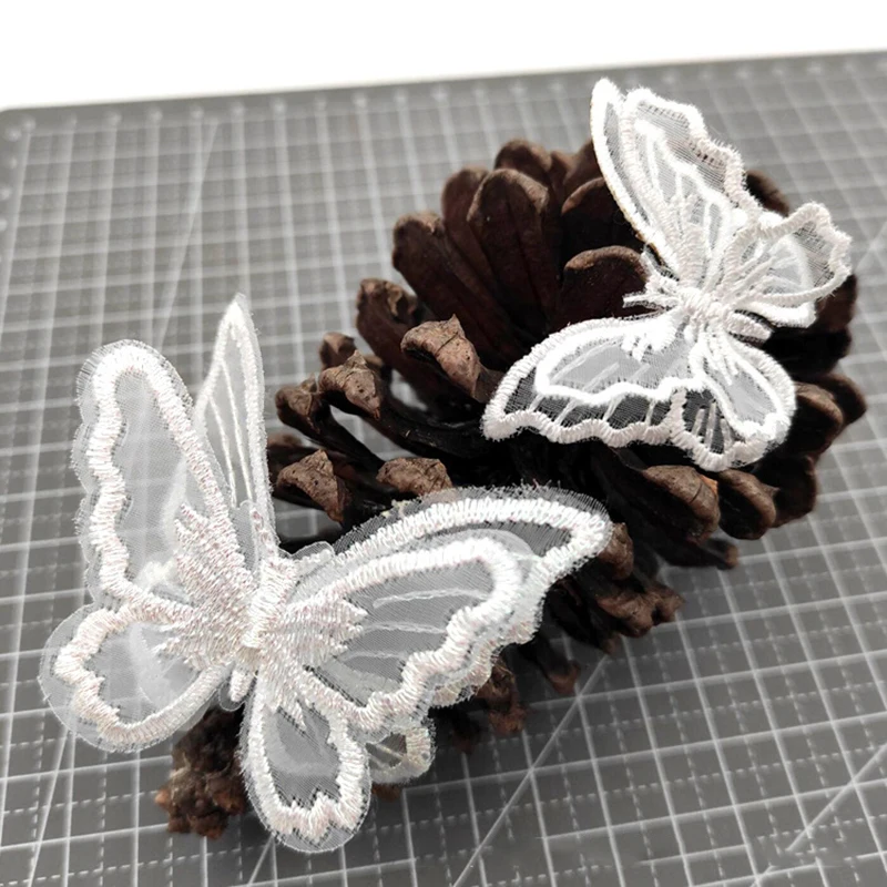 10pcs/lots double layer embroidery butterfly lace Ribbon for Diy Hair Accessories Clothing Headdress Trims | Дом и сад