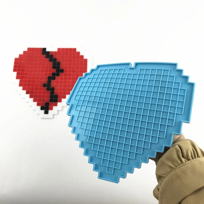 

R58E Pixel Puzzle Coaster Epoxy Resin Mold Cup Mat Tray Plate Casting Silicone Mould