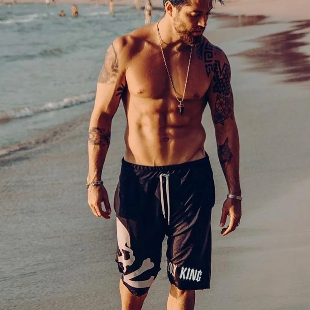 Повседневные Шорты для фитнеса 5 точек мужские модные свободные пляжные дышащие