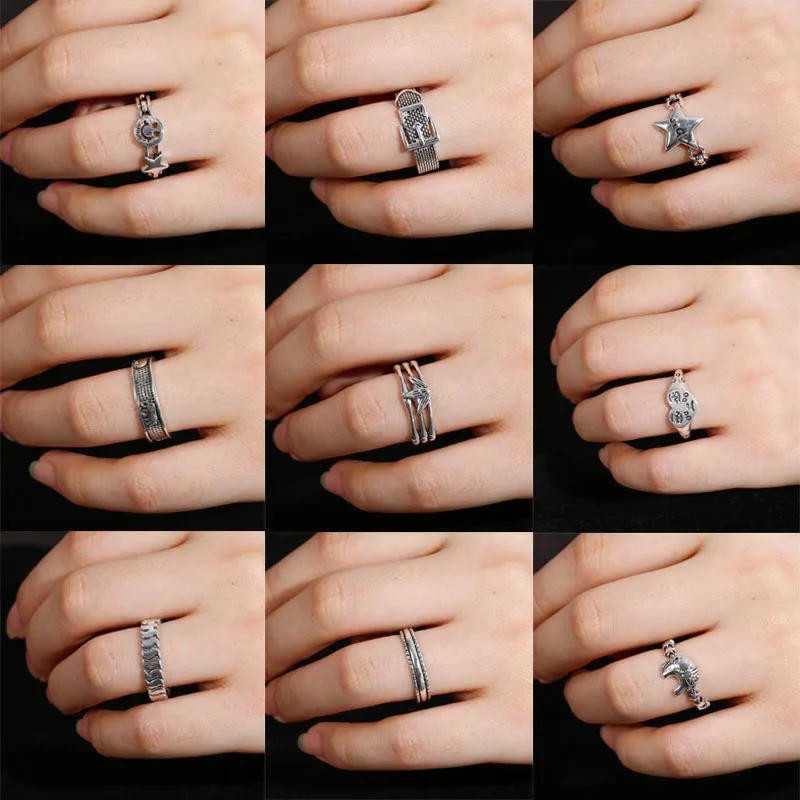 

Fashion Copper Series Open Ring for Women Star Cry Modeling Geometry Jewelry for Party Adjustable Accessories Whole Sale