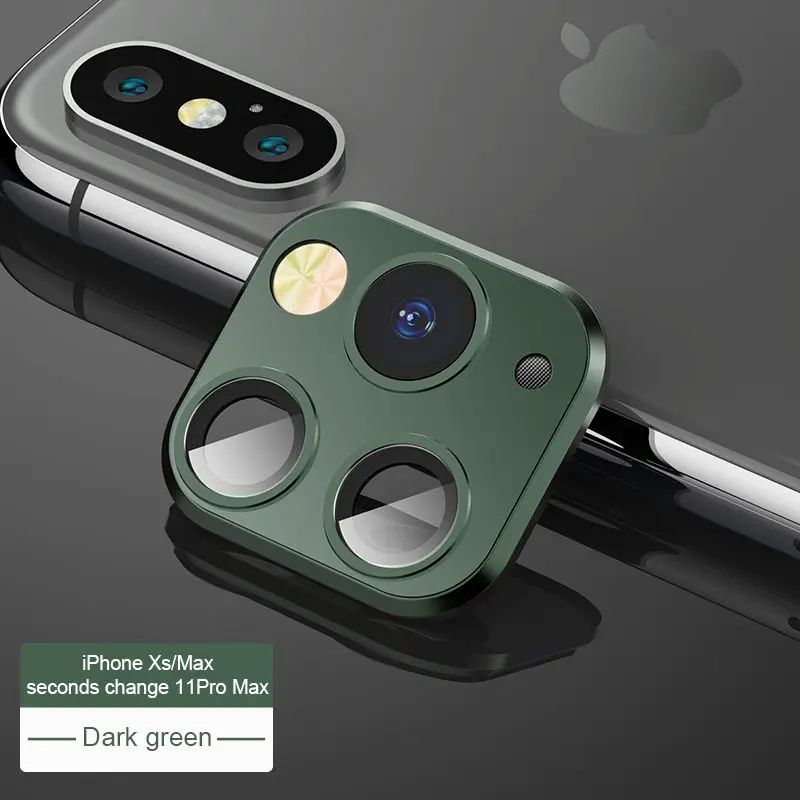 Сменный Чехол для iPhone 11 Pro Max, роскошное металлическое защитное кольцо для объектива камеры для iPhone X XS MAX, Защитная пленка для камеры - Цвет: Green