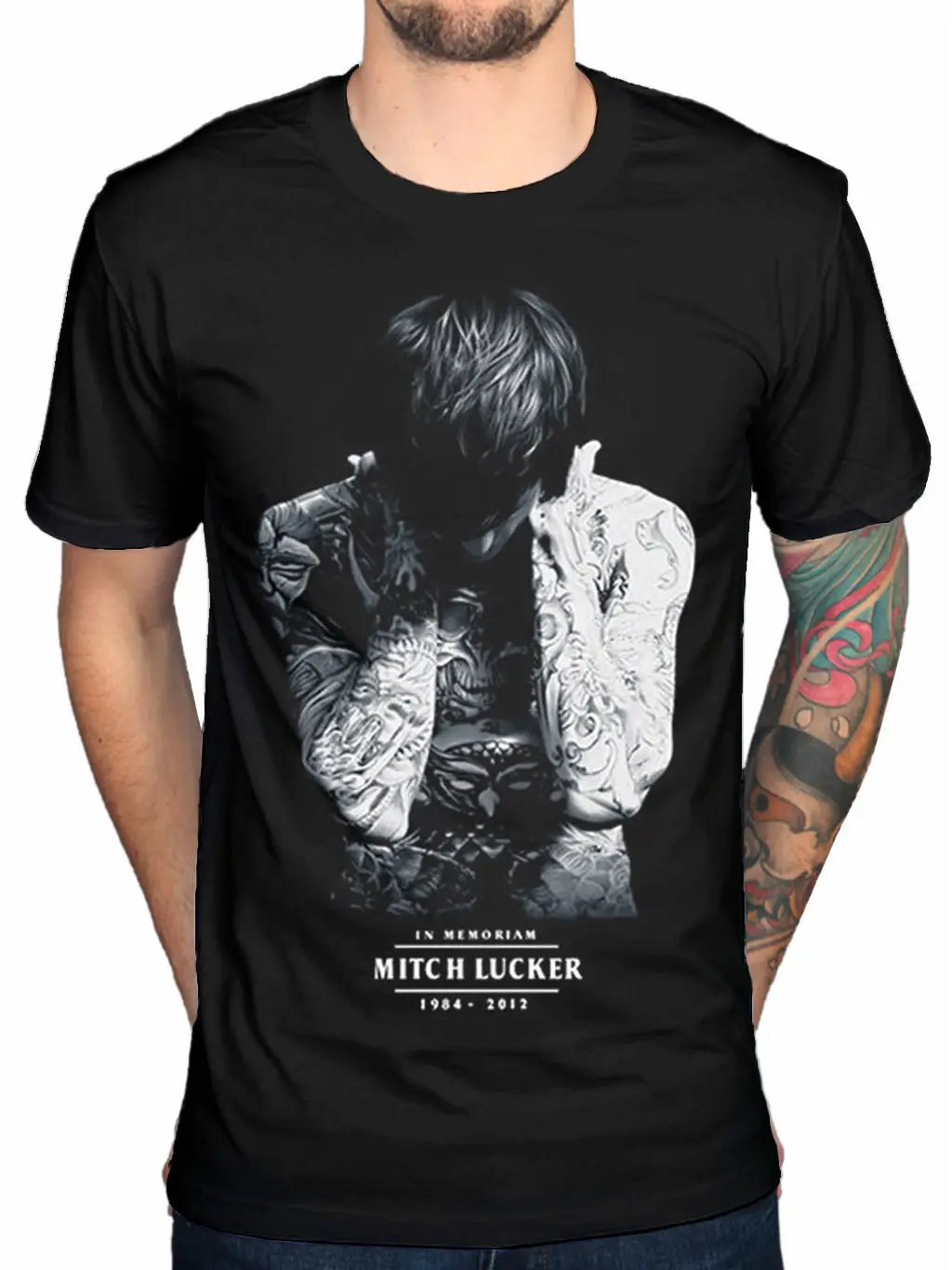 Мужская хлопковая футболка Mitch Lucker мемориальная тишина самоубийц черная