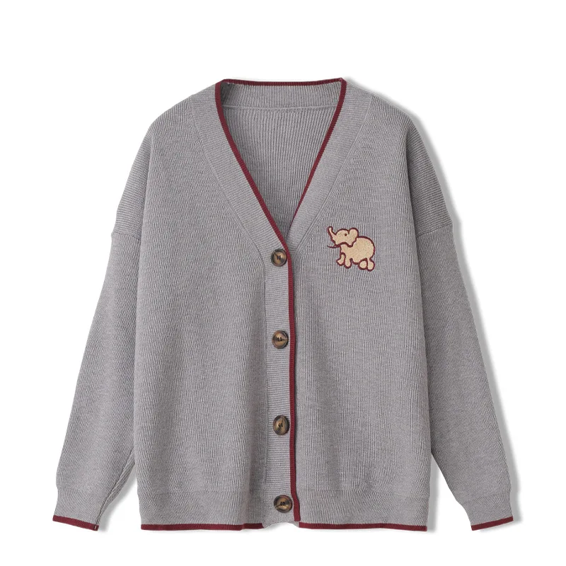 

Кардиган женский трикотажный в Корейском стиле, с V-образным вырезом и вышивкой