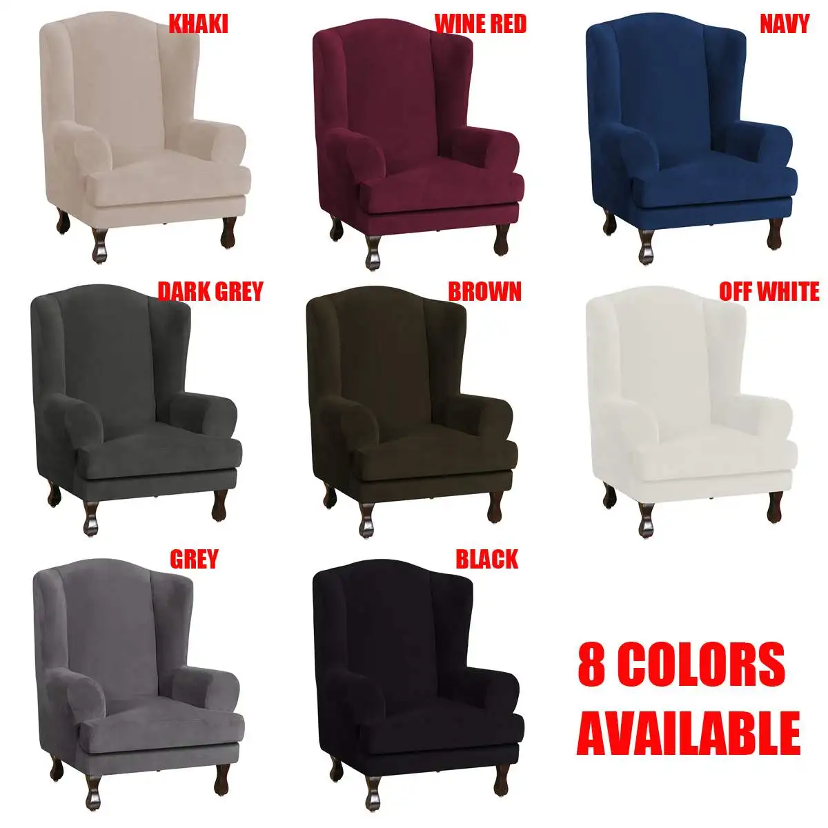 

Wingback Chair Slipcover Covers 8 Colors Velvet Ultra Soft Washable Sofa Cover Arm Sofa Cover Stretch Slipcover