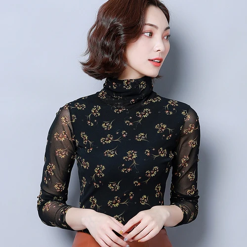 Осень 2020 новый стиль Популярная мода эластичный высокий воротник красивые цветы