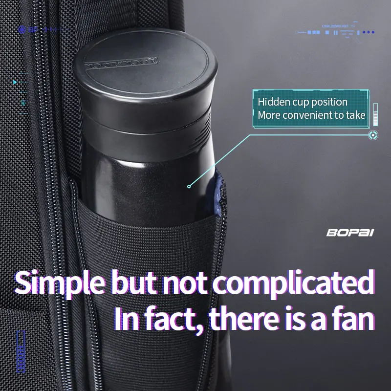 Деловой рюкзак BOPAI для мужчин функциональный Повседневный ранец Два в одном с