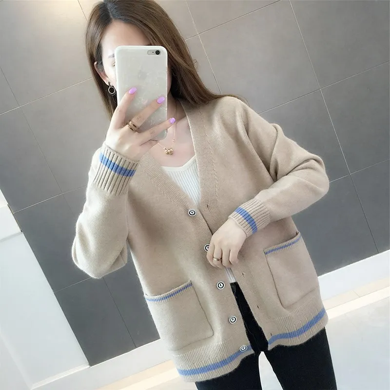 

Knitted cardigan early autumn 2020 new tide sweater coat female Korean version loose outside
