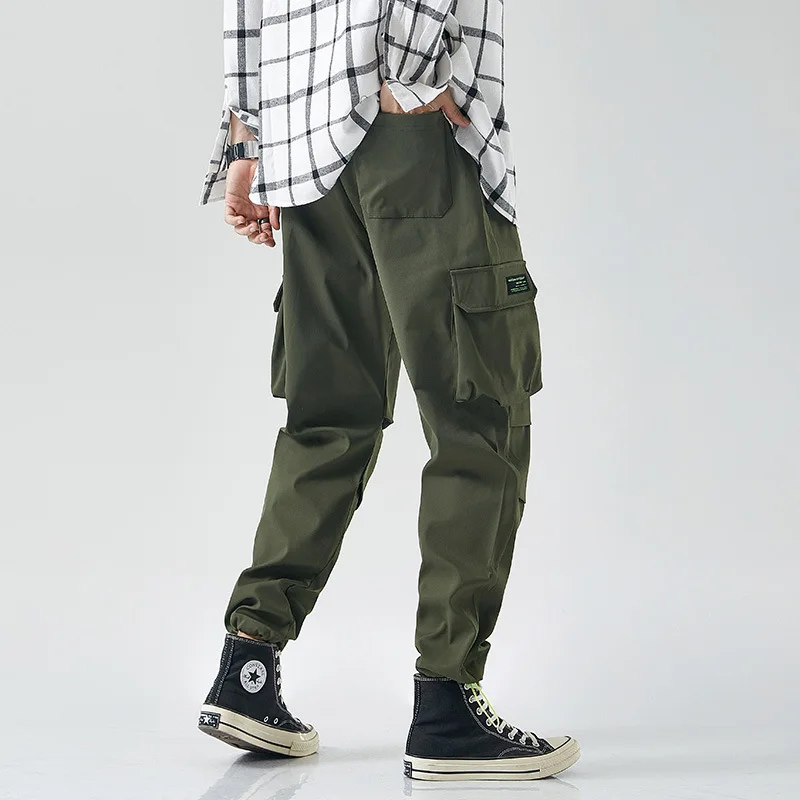 Large Size Overalls 2021 Autumn Japanese Trendy Brand Men's Casual Pants Multi-pocket Youth Trend Loose Feet  Cargo Pants Men