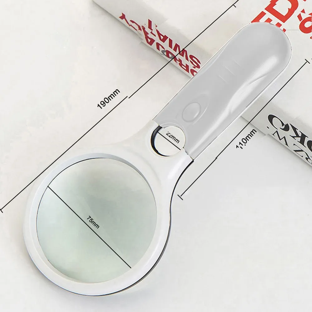 

3 LED Light Magnifying Glass 45X Handheld Jewelry Loupe Magnifier Reading