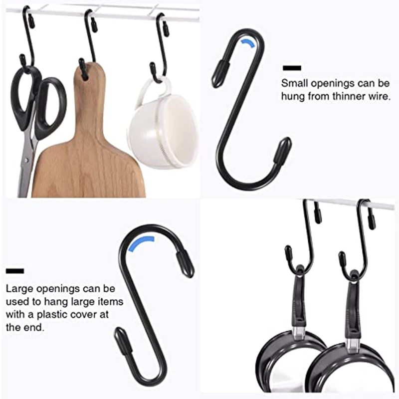 

Black S Shaped Hooks Hanging Heavy Duty S Hooks Hanger For Kitchen Bathroom Bedroom Office Pan Coat Bag Plants New