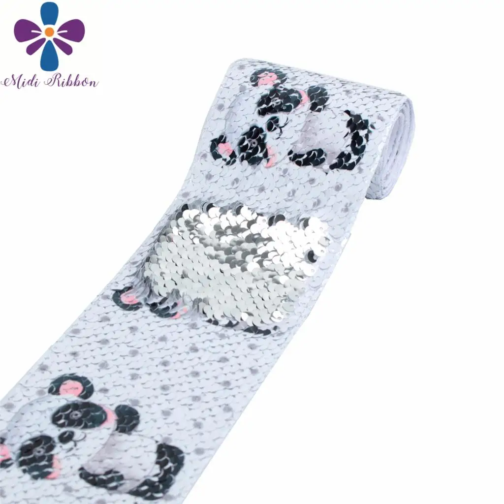 Лента для волос панда двухсторонняя серебристая лента с пайетками 3 дюйма 75 мм в