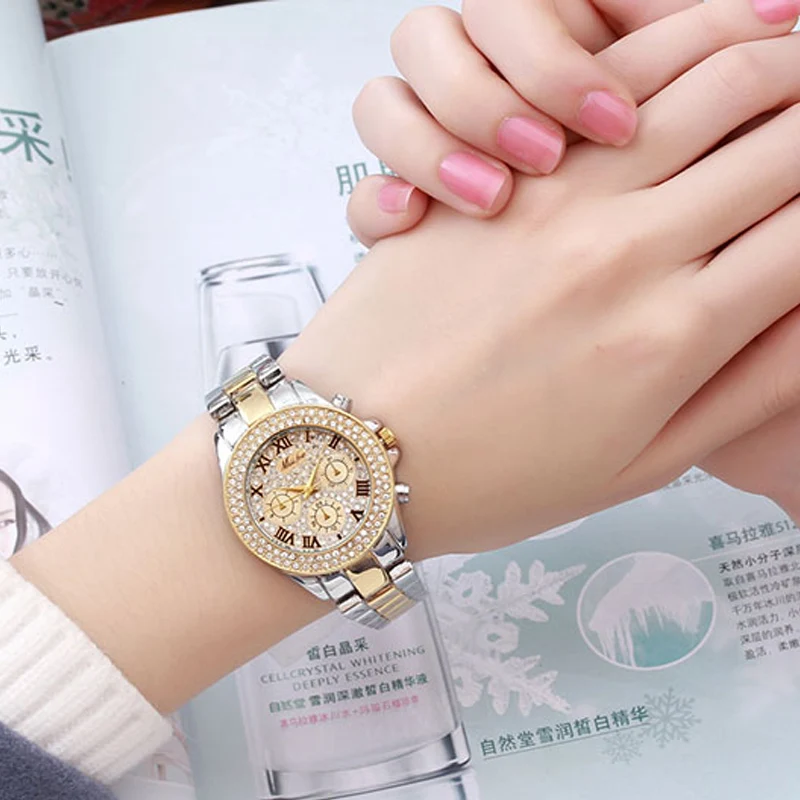 

Top brand Gold quartz waterproof stainless steel business men's watch date clock luxury quartz watch