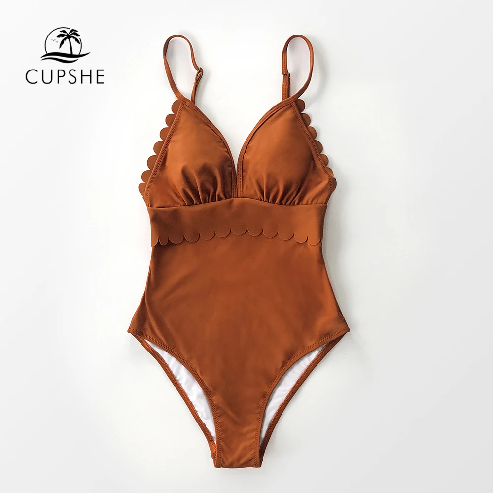 CUPSHE, бирюзовый и цветочный, волнистый, Цельный купальник, сексуальный, v-образный вырез, Женский Монокини,, для девушек, пляжный купальник, купальник