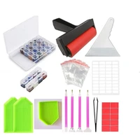 2021 new wholesale 5d diamond painting tools accessories sets roller pen clay tray cross stitch kit sticker 28 storage box gift