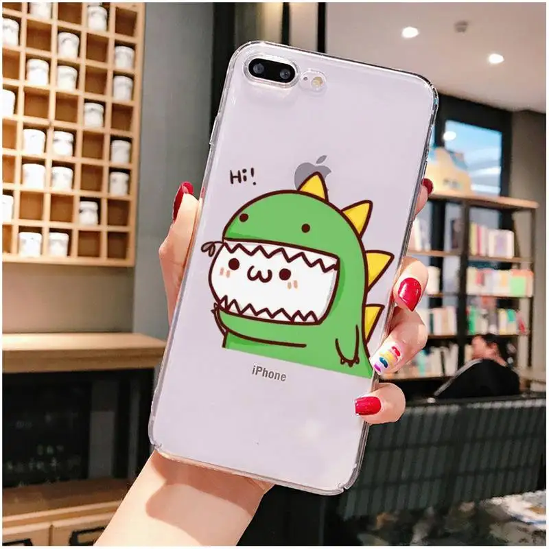 FHNBLJ Cute Dinosaur Phone Case For iPhone X XS MAX 6 6s 7 7plus 8 8Plus 5 5S SE 2020 XR 11 11pro max Clear funda Cover