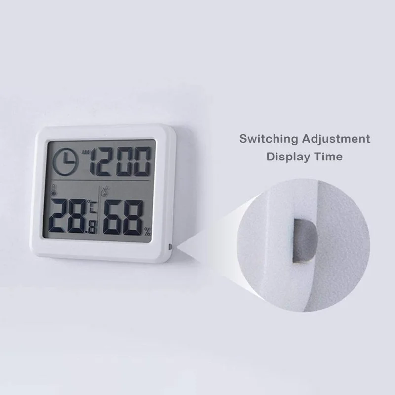 

Indoor Outdoor Digital Thermometer Hygrometer Automatic Clock with LCD Display Ultral Slim Household Temperature Humidity