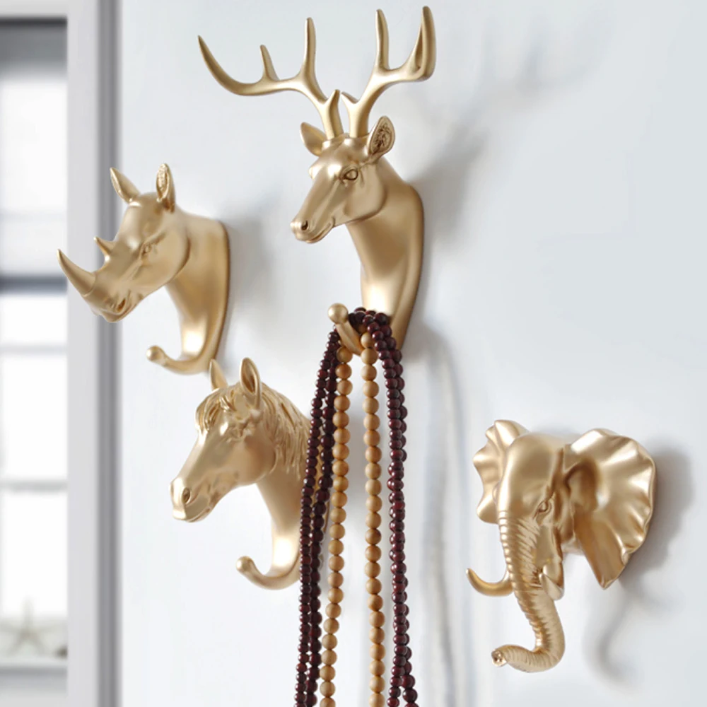 

Gold Deer Antlers Wall Coat Rack Wall Hanging Hook For Clothes Self Adhesive Display Racks Key Hanger Wall Storage Horns Hangers