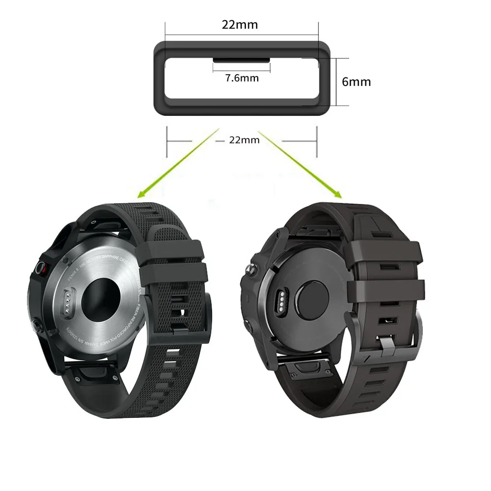 

22mm Black Silicone strap Buckle Replacement Watch Strap Band Keeper Holder Retainer Loop watchband Accessories