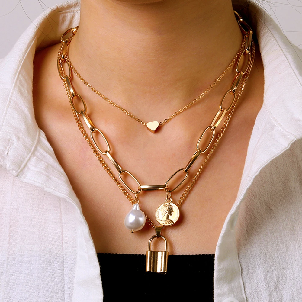 Золотая жемчужная подвеска-монета с портретом женское ретро ожерелье-чокер |