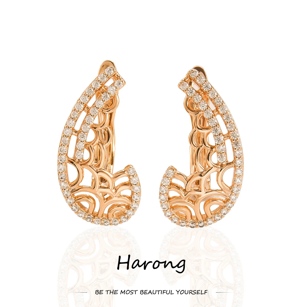 

Harong Geometric Rose Gold Copper Stud Earrings Personalized Luxury Honeycomb Hollow Metal Earring Jewelry for Women Girls