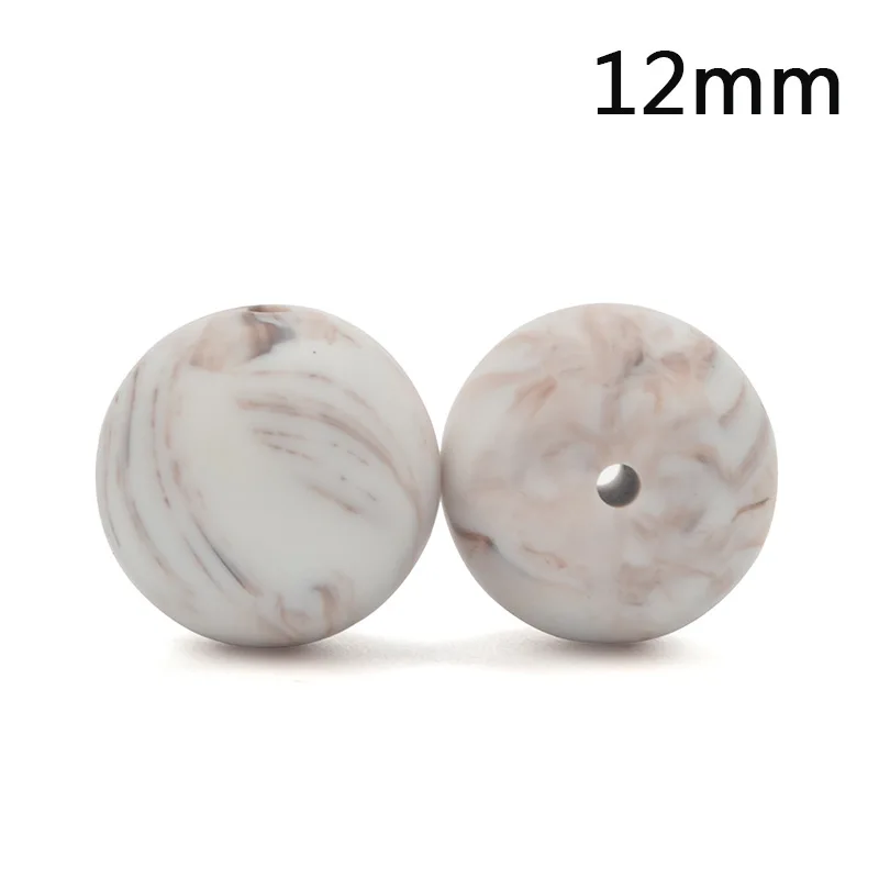 brown marble 100 шт./лот 12 мм круглой формы силиконовые бусины для прорезывания зубов для DIY кормящих ожерелье пищевого качества жевательные бусины - Цвет: brown marble