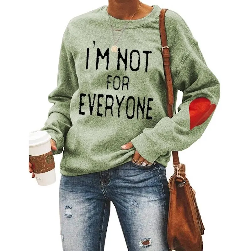 

Hoodie Women Tops Print Letter I'm Not for Everyone Sweatshirt Heart Long Sleeve Causal Cotton Pullover Clothing