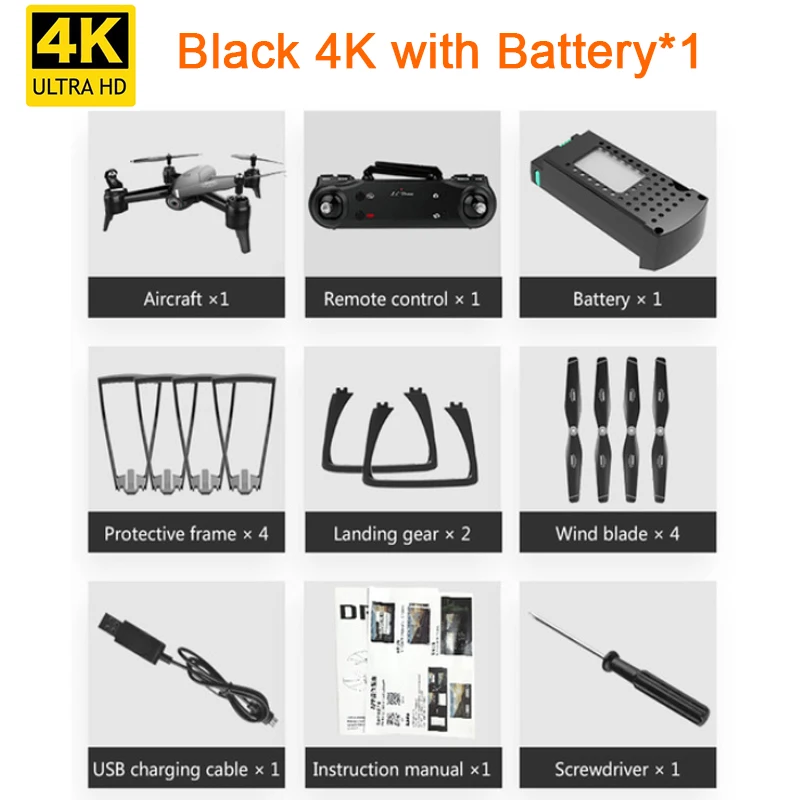 black 4K battery1 SG106 HD Дрон с двойной камерой 1080 P/4 K WiFi FPV в режиме реального времени воздушная видео широкоугольный оптический поток RC Квадрокоптер вертолет игрушки - Цвет: black 4K battery1
