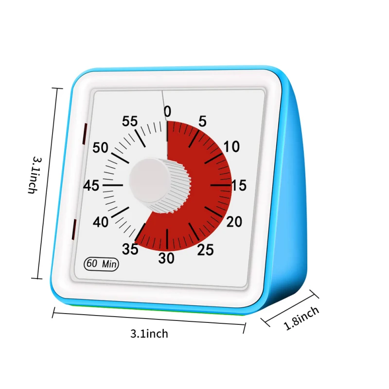 

1 Pcs 60 Minutes Visual Analog Timer Silent Countdown Clock Kitchen Timers Time Management Tool For Kids Adults Safe Durable