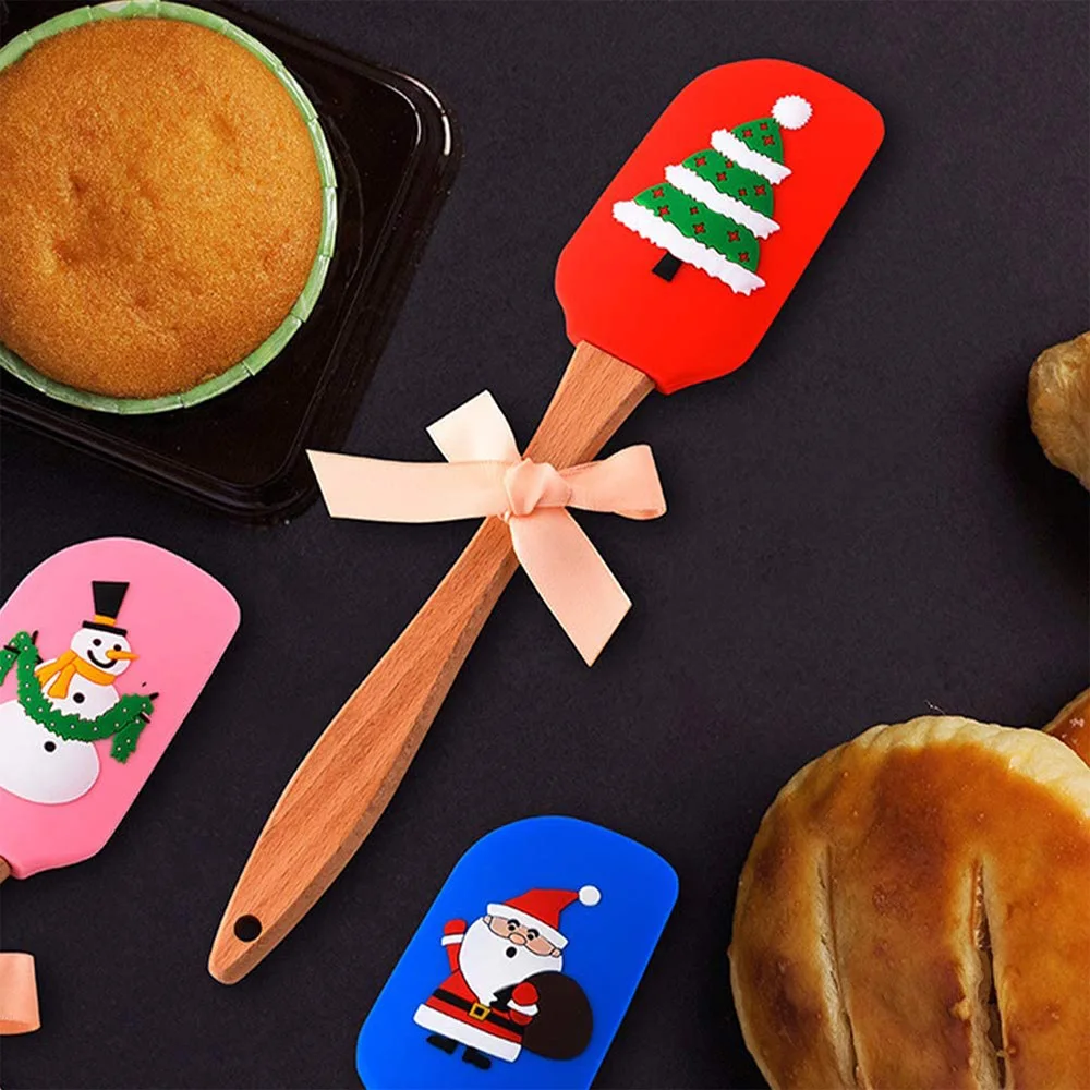 Рождественская креативная силиконовая кухонная утварь деревянная ручка