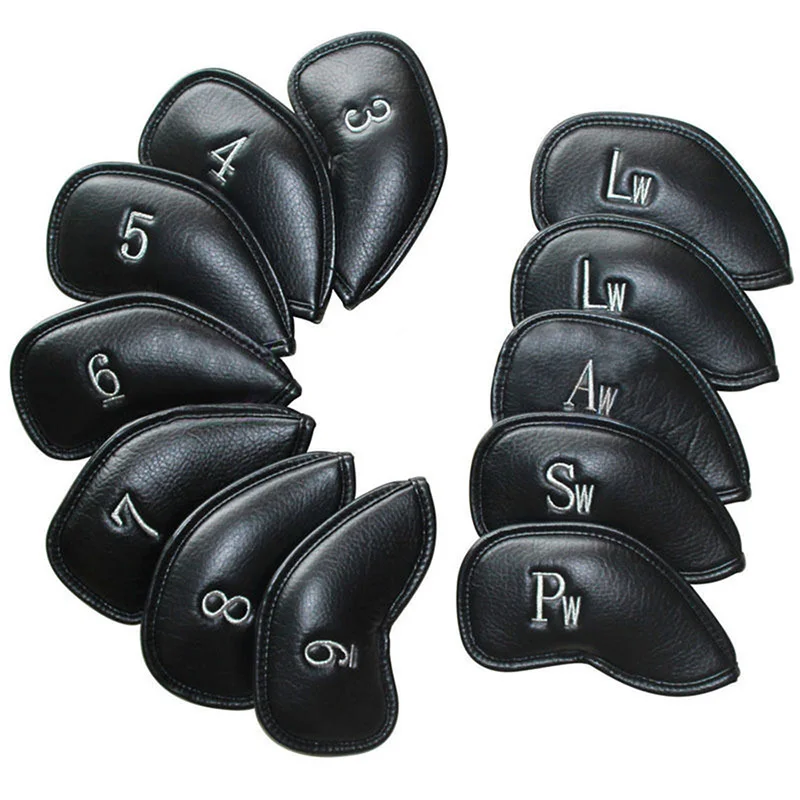 

12pcs Golf Club Putter Iron Head Cover Headcover Case Protector Holder Leather Black Golf Putter Accessories Sports Entertainmen