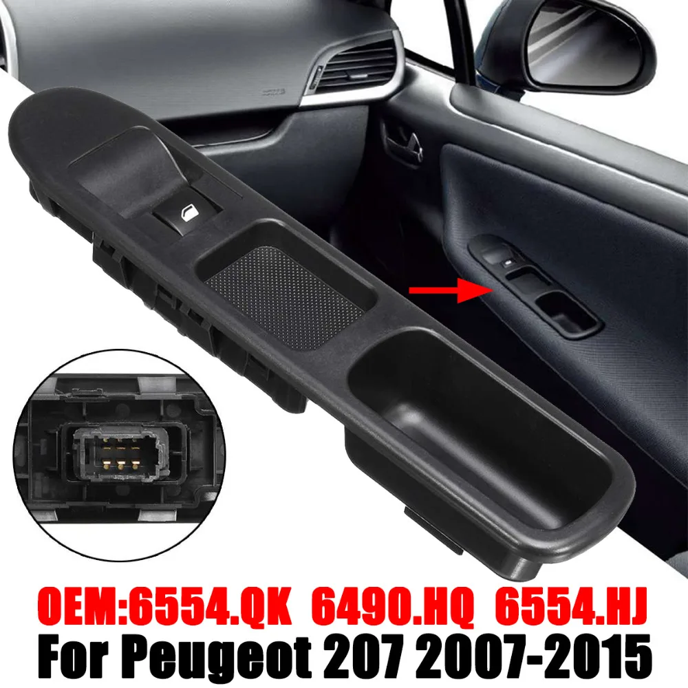 

6-контактный пассажирский Электрический переключатель управления окном для Peugeot 207 2007-2015 6490 HQ 6554HJ, передний левый и правый Электрический пер...