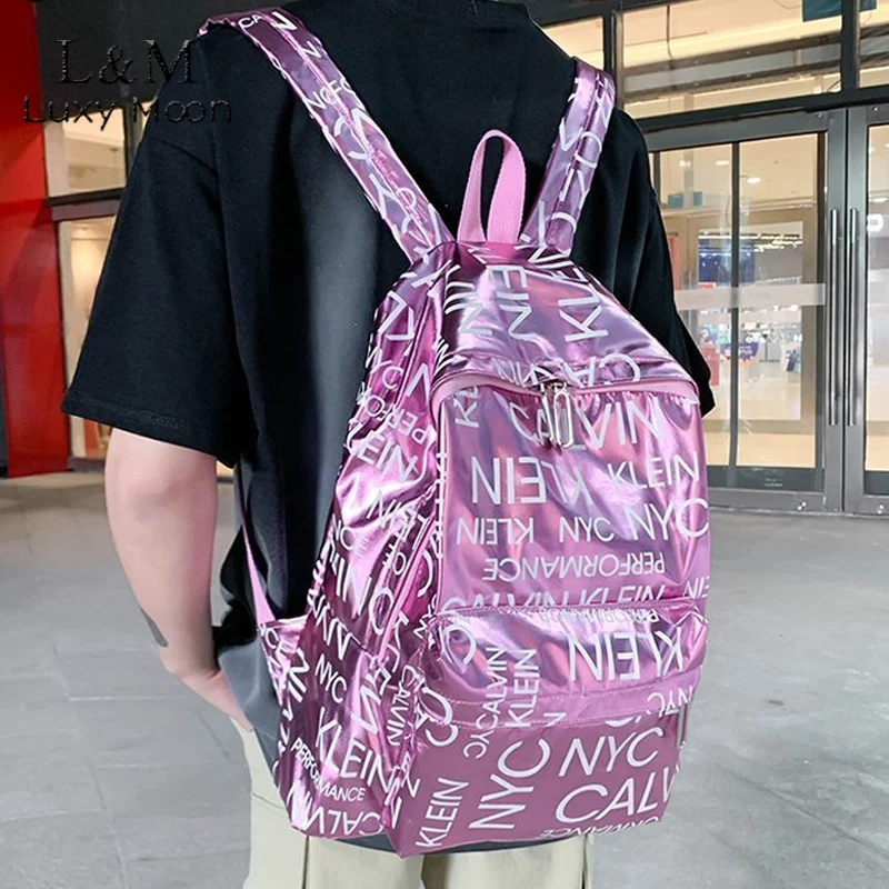 

Unisex Street Letters Backpack Large Capacity PU Letter School Shoulder Bag New Trend Multifunction Teenager Travel Bag X287H