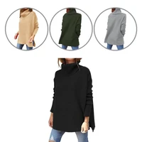 pullover sweater loose fit skin touch all match batwing sleeve split hem pullover sweater winter sweater for outdoor