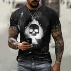 Мужская футболка в клетку, Повседневная Свободная короткая футболка большого размера с 3D принтом игральных карт, лето 2021