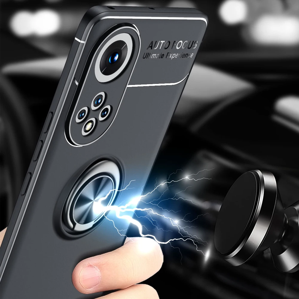 

For Nova 9 NAM-AL00 Case Car Phone Holder Stand Magnetic Bracket Finger Ring Case for Huawei Nova9 Pro RTE-AL00 Cover Bumper