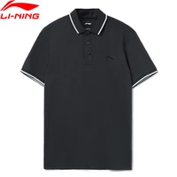 li ning men gym training polo 100cotton regular fit t shirt buttons lining fitness leisure breathable sport tee tops aplr061