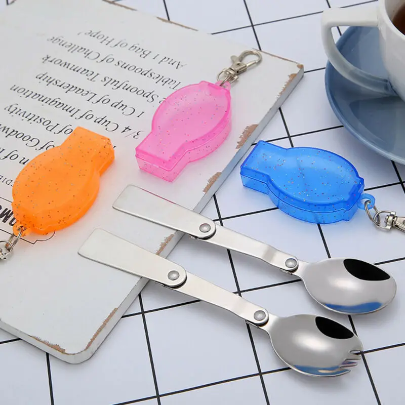 Портативная Складная ложка вилка набор многофункциональных столовых приборов