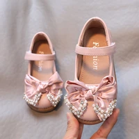 2021 new spring bow little girl princess party shoes autumn toddler wedding shoes baby kids soft soled shoes children prom shoes