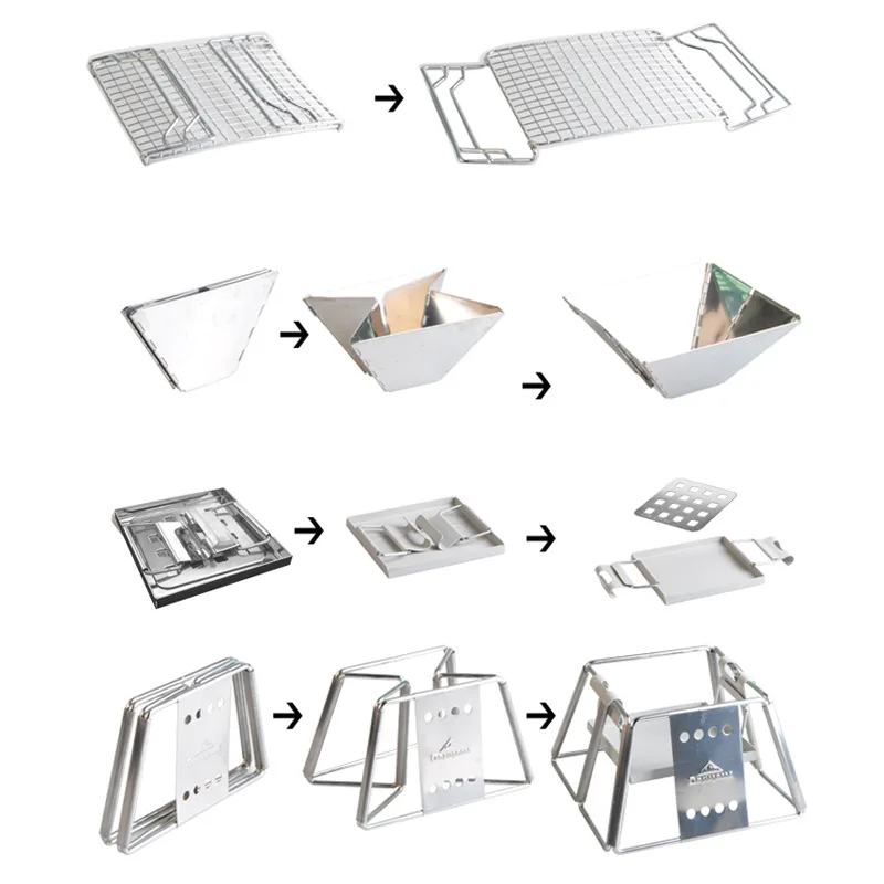 

Portable Stainless Steel Grill Folding Barbecue BBQ Grill Outdoor Camping Picnic Tool Compact Small Size