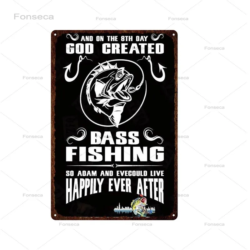 Fishing Rules Metal Tin Sign Vintage Plate For Wall Poster Farm Art Decoration Retro Stickers Plaques | Дом и сад