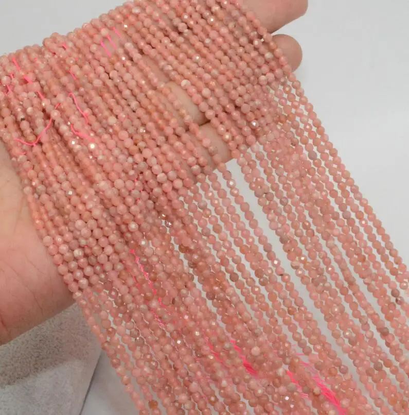 Rhodochrosite Натуральный Полудрагоценный круглый ограненный камень Бусины 3 мм-тансанит/Лапис/Малахит/хризопраз/диопсид/Аквамарин - Цвет: Rhodochrosite
