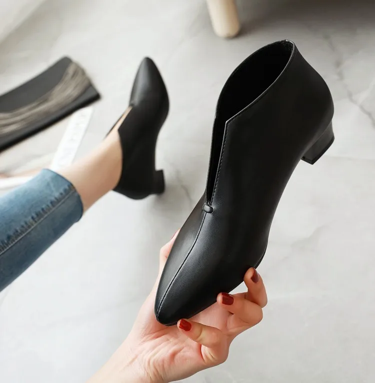 

Sexy Women Shoes 2020 Fashon Summer Ladies Square Heels Black Green Ankle Slip-on Office Female Shoes size 34-43 Zapatos Mujer