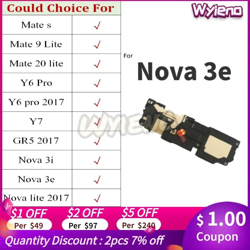 Wyieno протестирован для Huawei Mate S 9 20 lite Y6 Pro GR5 Nova 3i 3E Lite 2017 звуковой динамик