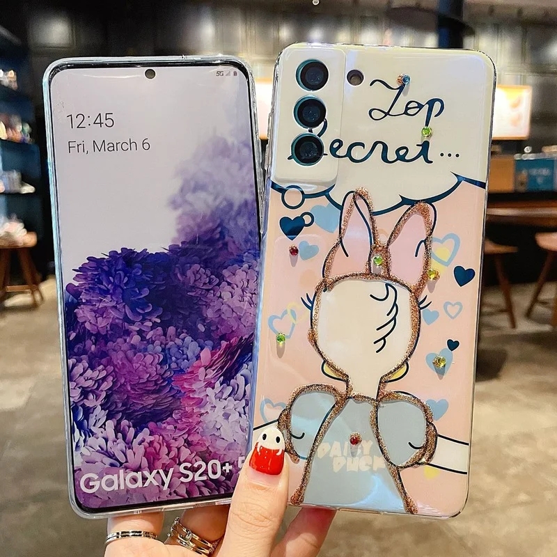 Disney cartoon Minnie Blue Ray Phone Case For Samsung Galaxy S20 S21Ulta Note20 plus S20Fe S10 point drill soft cover | Мобильные