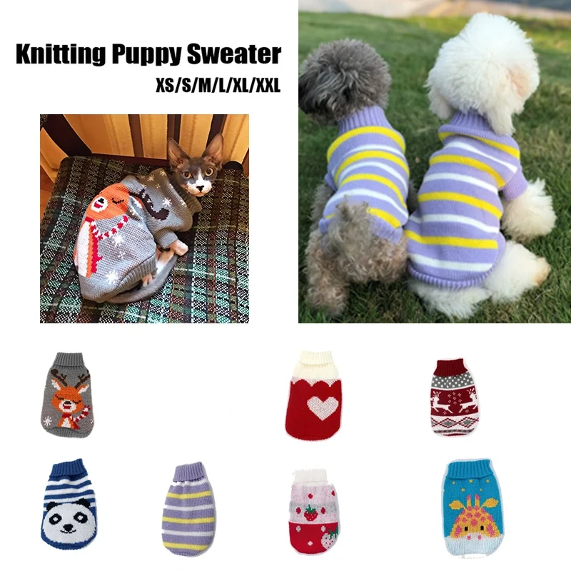 

Милый Рождественский свитер с надписью, зимняя мультяшная одежда для кошек и собак, вязаная крючком одежда для средних собак, одежда для мал...
