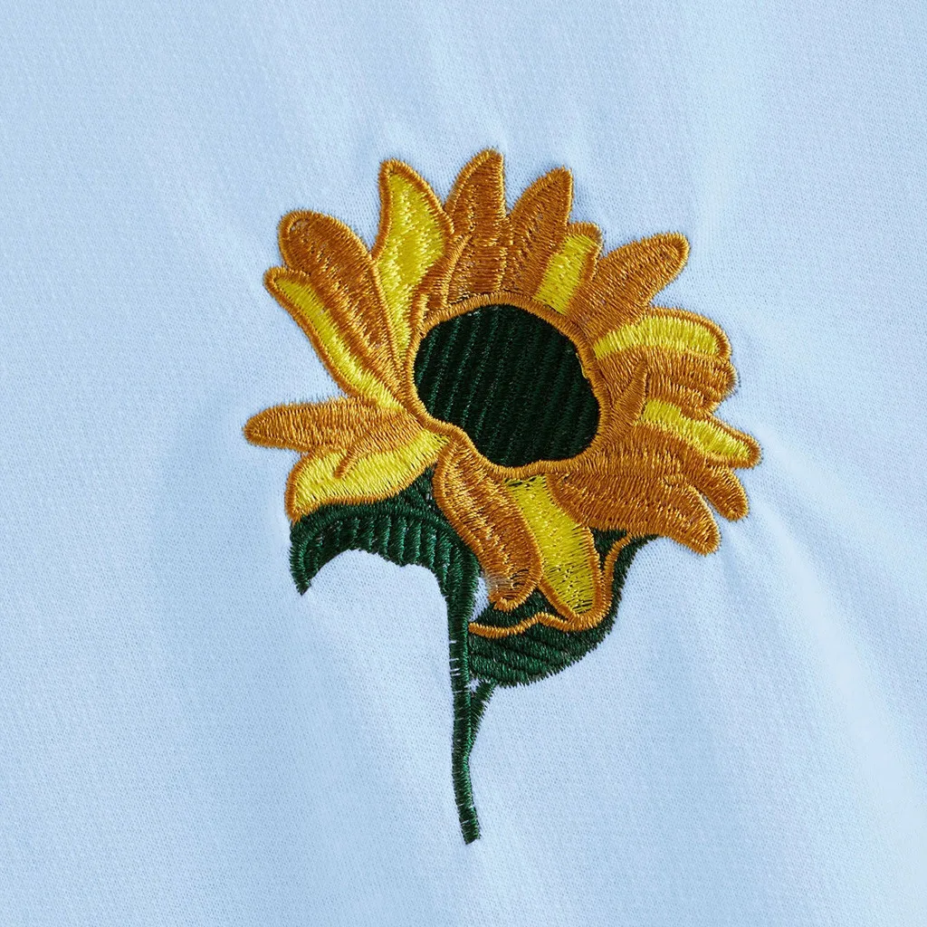 Женская толстовка с длинным рукавом капюшоном пуловер подсолнухами вышивкой